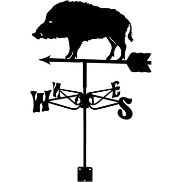Imagem de Cata-vento Cata-vento De Javali Cata-vento Cata-vento Cata-vento Jardim Spinner Ferramentas De Medição Aço Inoxidável Cena De Fazenda Indicador De Vento Preto Cetim Para Pátio Jardim Ao Ar