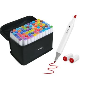 Imagem de Caneta Marcador para Colorir Desenho Professional, Pontas Duplas, Codificados por Cores, Segurança Garantida, Caixa de Bônus marcadores artisticos de Arte para Estudantes Adultos Artistas (80)