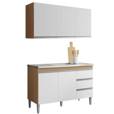 Imagem de Kit Armário Aéreo e Balcão de pia sem Tampo 120 cm Adriana