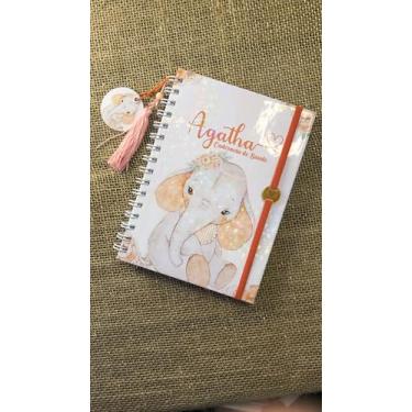 Imagem de Caderneta de Saúde Infantil Personalizada, Tema Elefante Menina, Capa Holográfica, A5, com Chaveiro e Pingente
