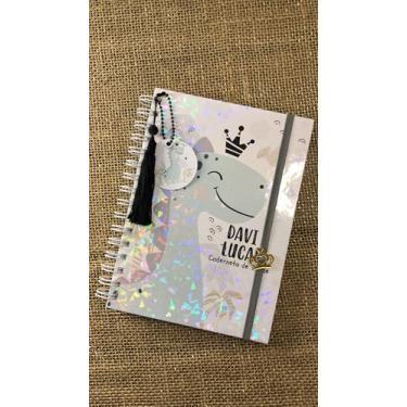 Imagem de Caderneta de Saúde Infantil Personalizada, Tema Dinossauro Clean, Capa Holográfica, A5, com Chaveiro e Pingente