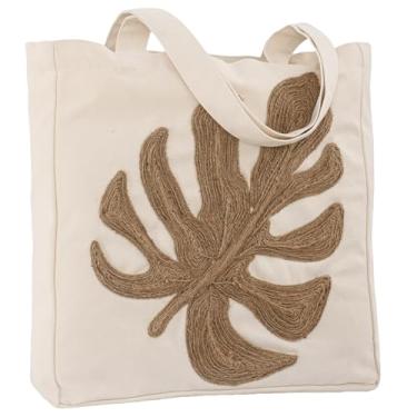 Imagem de Perseverance Trade Bolsa feminina de lona bordada de corda de cânhamo para verão reutilizável bolsa de ombro de algodão para supermercado academia praia, Folha dorsal tartaruga, Large