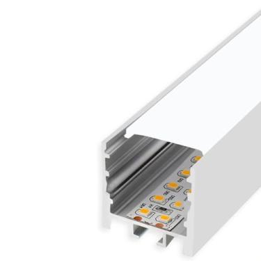 Imagem de Canaleta Perfil Led Sobrepor 35mm + Fita Dupla + Fonte Slim Branco 3000K