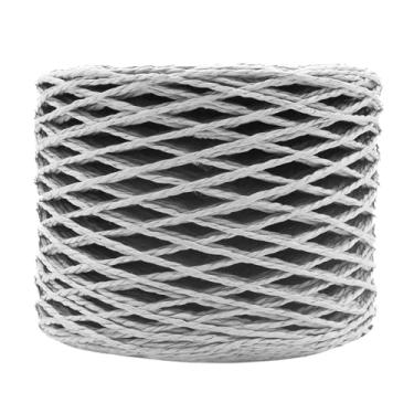 Imagem de Mandala Crafts Fio de ráfia cinza para embrulho de presente – 200 metros de fita de ráfia de palha de papel natural para crochê, artesanato, decoração, embrulho de presente e projetos DIY