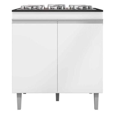 Imagem de Balcão Para Cooktop Adriana 2 Portas Com Tampo Branco - AJL MÓVEIS