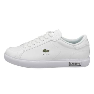 Imagem de Lacoste Tênis feminino de couro Powercourt, Branco/preto, 37
