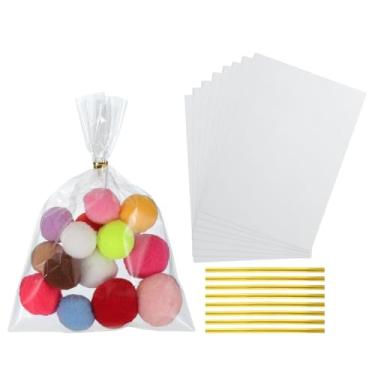 Imagem de PATIKIL Sacos de petiscos, 50 unidades de sacos de presente transparentes de 17 x 12 cm com laços torcidos presente de plástico para lembrancinhas de festa de doces, embalagem de doces, doces