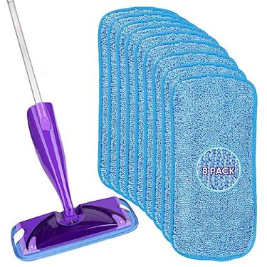 Imagem de HOMEXCEL Almofadas de esfregão reutilizáveis compatíveis com Swiffer WetJet (pacote com 8) - Almofadas de esfregão de microfibra de 30,5 cm, refis de jato úmido para panos de limpeza úmidos - Limpeza