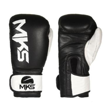 Imagem de Luva de Boxe MKS Combat Rustic Black White Couro, 14 Oz