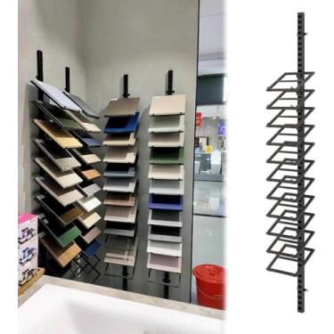 Imagem de Prateleira De Armazenamento De Amostras De Telhas De Exibição De Placas De 11 Camadas Salões De Exposições Montados Na Parede Grande Suporte De, Black H 2.2m/7.2ft, Frame LXD-40x20cm
