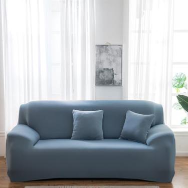 Imagem de KAIJIE Capa para sofá, moderna para sala de estar, 3 lugares, com espuma antiderrapante, protetor de móveis lavável em cor sólida, cinza claro