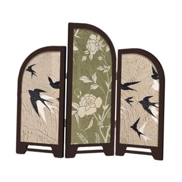 Imagem de Fenteer Mini tela dobrável decorativa de mesa, arte tradicional chinesa, ornamento de feng shui para decoração de armário de sala de jantar, Style C