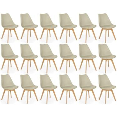 Imagem de Conjunto 18 Cadeiras de Jantar Eames Wood Leda Design Estofada - Nude