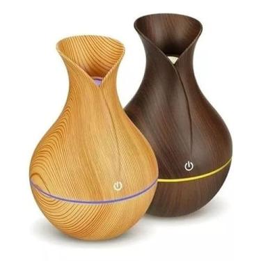 Imagem de Umidificador Ultrassônico USB Tipo Madeira Difusor De Aroma Com LED - Aromatizador E Purificador De Ar Elétrico