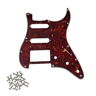 Imagem de SHENGSUI Dark Tortoise Strat HSS Pickguard 11 furos para guitarra elétrica Pickguard SSH placa de risco para USA/Mexican Fender estilo moderno Stratocaster ST