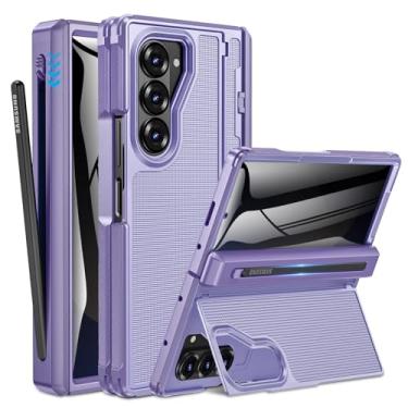 Imagem de Caka Capa para Samsung Galaxy Z Fold 6 [suporte de caneta S fino] [suporte oculto] [proteção de dobradiça] [protetor de tela] capa rígida à prova de choque com textura antiderrapante para Fold6