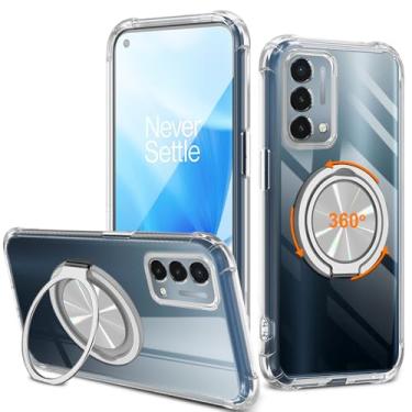 Imagem de Capa de telefone compatível com OnePlus Nord N200 5G, suporte giratório de 360° [não amarelo] Capa protetora transparente de 4 cantos à prova de choque para Oneplus 1+ Nord N200 - transparente