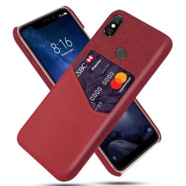 Imagem de Capa para Xiaomi Redmi Note 6 PRO,Tela e tampa de couro PU,Antideslizante,360°cobertura completa à prova de choque com 1 slot de cartão atrás,Prevenção de queda-Red