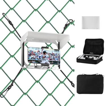 Imagem de Selens Suporte de cerca de celular com sombra para iPhone, câmera Mevo, telefones e GoPro. Kit de montagem para Gamechanger em uma cerca de elo de corrente para gravação de beisebol, softbol e jogos