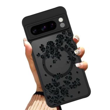 Imagem de OOK Capa para Google Pixel 8 Pro de 6,7 polegadas (compatível com MagSafe), design de flores florais, capa de telefone translúcida TPU macio + capa fofa magnética antiarranhões à prova de choque para