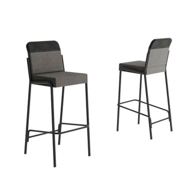 Imagem de Kit 2 Banquetas Altas Duo Carraro Grafite e Preto