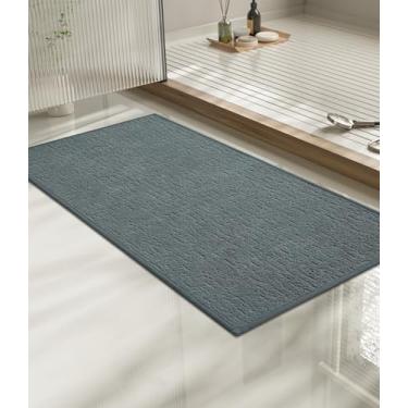 Imagem de chakme Tapete de banheiro 81 x 43 cm, tapete de banho ultrafino antiderrapante de secagem rápida para piso de banheiro, (azul claro, 81 x 43 cm)