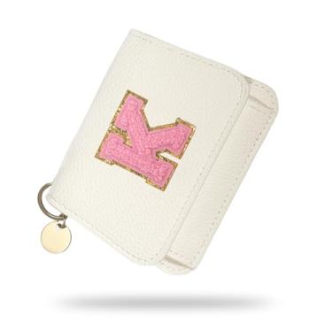 Imagem de Carteira para meninas, carteiras femininas com inicial, carteira pequena branca para crianças com 5 compartimentos para cartões, bolsas personalizadas, presentes para meninas e mulheres, presente de