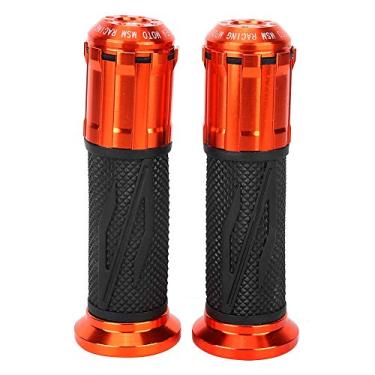 Imagem de aqxreight Punho Bar Grip Alumínio Borracha Hand Grip Design Ergonômico Aperto Confortável para 22mm 0.87in Lidar Com Ouro Laranja Opções (ORANGE)