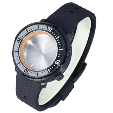 Imagem de FEIYASHI Caixa de relógio de vidro de cristal de safira preta, 100 m, à prova d'água, aço inoxidável para NH34 NH35, movimento atum, tartaruga, relógio enlatado, 19 NH35 movimento + anel capítulo