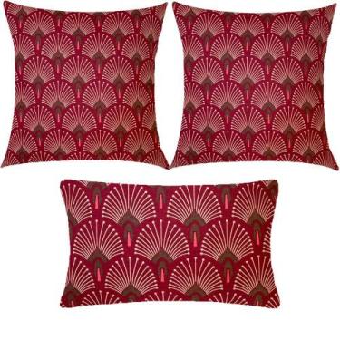 Imagem de Kit 3 Almofadas Composê Pavão Marsala Impermeável - Sua Casa Decor