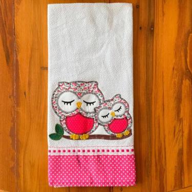 Imagem de Pano de Prato Corujinha Cor de Rosa - Sua Casa Decor