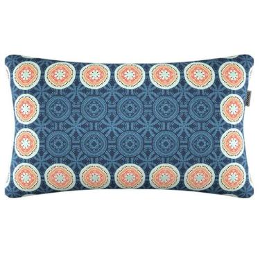 Imagem de Almofada Retangular Veludo Mescla Mandala Azul 50x28cm - Sua Casa Deco
