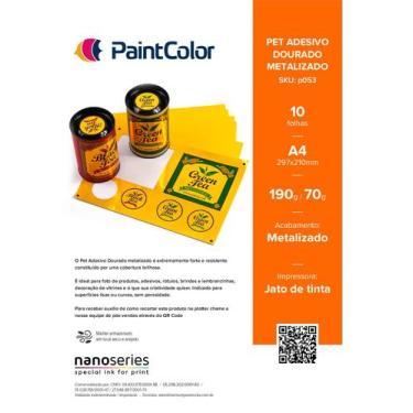 Imagem de Vinil PET Adesivo Dourado Metalizado Prova Dagua A4 - 10 F - nano seri