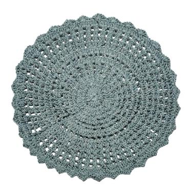 Imagem de The Beer Valley Tapete boho tricotado à mão – 9,5 cm redondo (azul spa), antiderrapante, decorativo, feito à mão, para cozinha, sala de estar, quarto, 9,5 cm de diâmetro