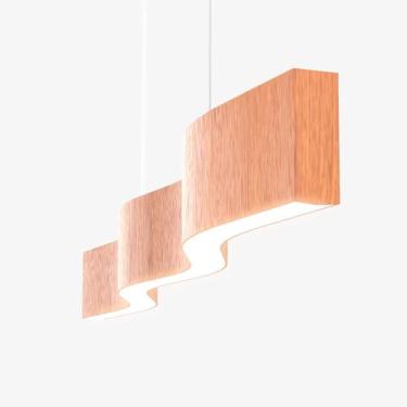 Imagem de Lustre Madeira Retangular Linear LED Integrado 98cm -SNK 01 - JEQUETIB