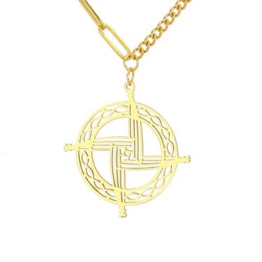Imagem de VASSAGO Colar com cruz de Santa Brígida, colar com pingente de cruz celta irlandesa, pingente de proteção cristã, amuleto religioso, joia presente para mulheres e homens, Adjustable, Aço inoxidável