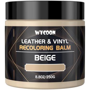 Imagem de WYCOON Bálsamo de recoloração de couro, kit de reparo de couro para móveis, sofás, vinil, interior de carro, tinta e tinta de couro, restaurador de cor e removedor de manchas para couro desbotado