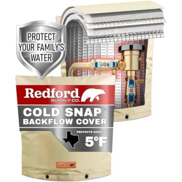 Imagem de Redford Supply Pro Capa de isolamento de refluxo externo para proteção contra congelamento de cachimbo de inverno – Bolsa impermeável multiuso para caixa de válvula de irrigador de água, medidor ou controlador (91 L x 91 A, bege)
