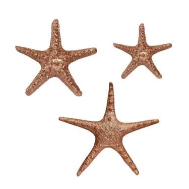 Imagem de Kit 3 Estrelas do Mar Rose Gold Decoração Casa de Praia Piscina Pousad