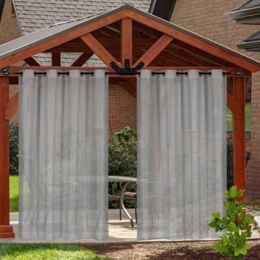 Imagem de ZEOPLE Cortinas transparentes brancas de 2 painéis para pátio, Cortina de privacidade com filtro solar de voil, Impermeável e resistente ao desbotamento(Light Gray,W132xL213cm/52x84in)