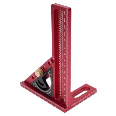 Imagem de Depisuta Régua de medição multiangular 3D, régua triangular para esquadria em liga de alumínio 0-180° Esquadro ajustável para marcenaria, engenharia e construção (Vermelho e preto)