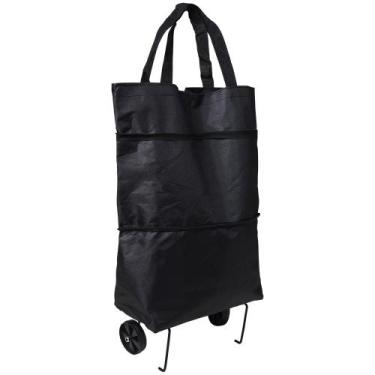 Imagem de Carrinho Bolsa Sacola Multiuso com Rodinhas Preto Bel, Único