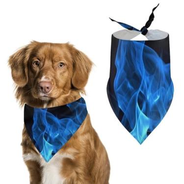 Imagem de Cachecol triângulo de poliéster estampado com chama azul - Tamanho único (70 x 30 cm)
