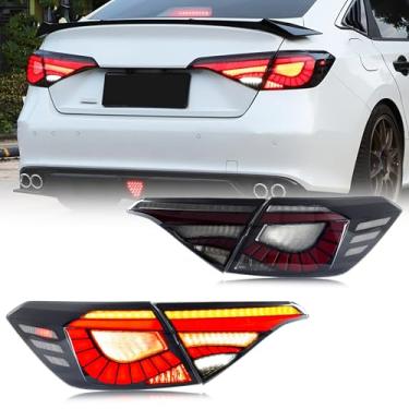 Imagem de Conjunto de luzes traseiras LED compatível com Honda Civic 2022-2026 Sedan 11ª geração animação dinâmica sequencial sequencial acessório de lâmpadas traseiras pretas
