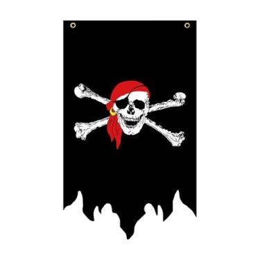 Imagem de Generic Bandeira Pirata de Halloween Vertical Criativa Leve Ornamento Pendurado Placa Decoração de Casa para Festas Lembrancinhas de Gramado Jardim Interno, Style C