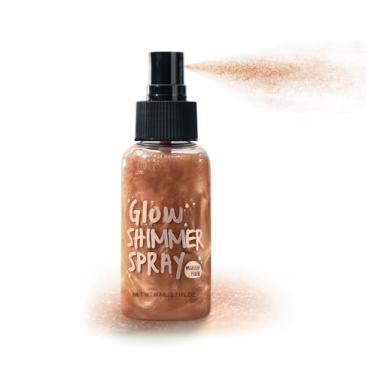 Imagem de BRIMFULITE Spray De Glitter Corporal, Cintilante, Secagem Rápida, Brilho Longa Duração, Para Mulheres Negras, Homens, Festas, Concertos, 2,6 Fl Oz. (Marrom Escuro)