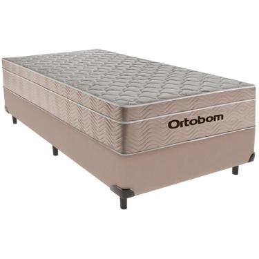 Imagem de Cama Box Solteiro Bege+colchão Airtech Molas Ortobom