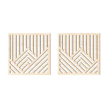 Imagem de BLWOTMOR 2 Peças de Painéis Decorativos de Parede de Madeira, Adesivos de Decoração de Parede, Ornamento Geométrico para Banheiro, Móveis de Escritório, Bege, Tamanho real