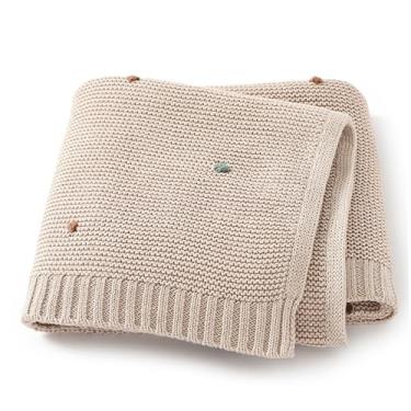 Imagem de Cobertor de bebê, cobertores de algodão para bebês com pompons fofos, cobertores macios e aconchegantes para berçário para registro de chuveiro para recém-nascidos, bebês e meninas