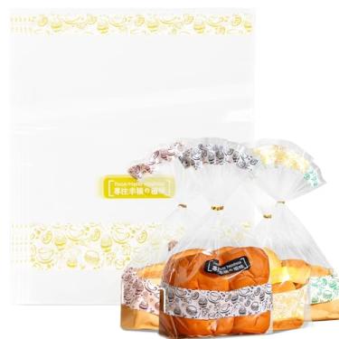 Imagem de Sacos de pão transparentes RAINFLOW grandes reutilizáveis com laços para pão caseiro - Sacos de celofane de 25 x 33 cm para fermento, guloseimas, biscoitos, doces, sanduíches e presentes de comida